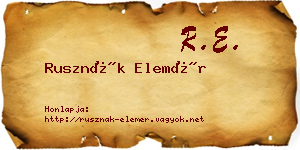 Rusznák Elemér névjegykártya